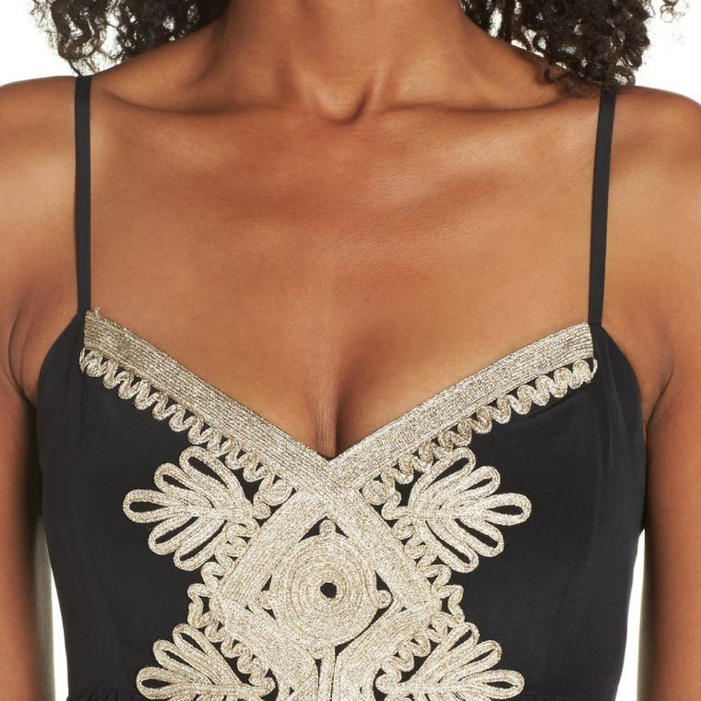 Lilly Pulitzer Black Dress with Gold Detailing
